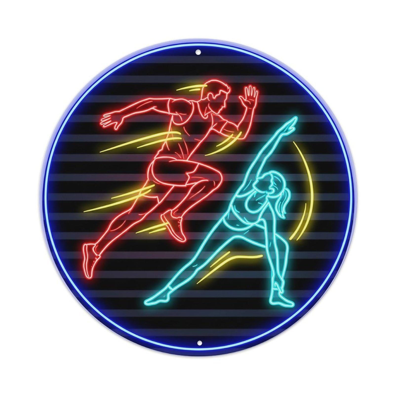 Vintage Faux Neon Gym Retro Bodybuilding Dynamic Metal Tin Sign