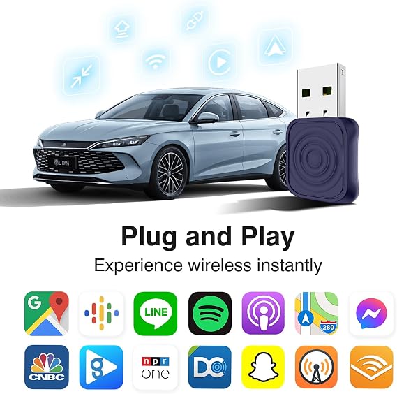 Mini Ultra CarPlay Wireless Adapter for Carlinkit iPhone, Wireless Android Auto Adapter, Wired Wireless CarPlay and Android Auto, Plug and Play Installation, Compatible with 2016+ Cars