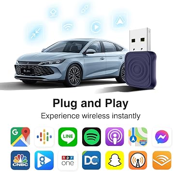 Mini Ultra CarPlay Wireless Adapter for Carlinkit iPhone, Wireless Android Auto Adapter, Wired Wireless CarPlay and Android Auto, Plug and Play Installation, Compatible with 2016+ Cars