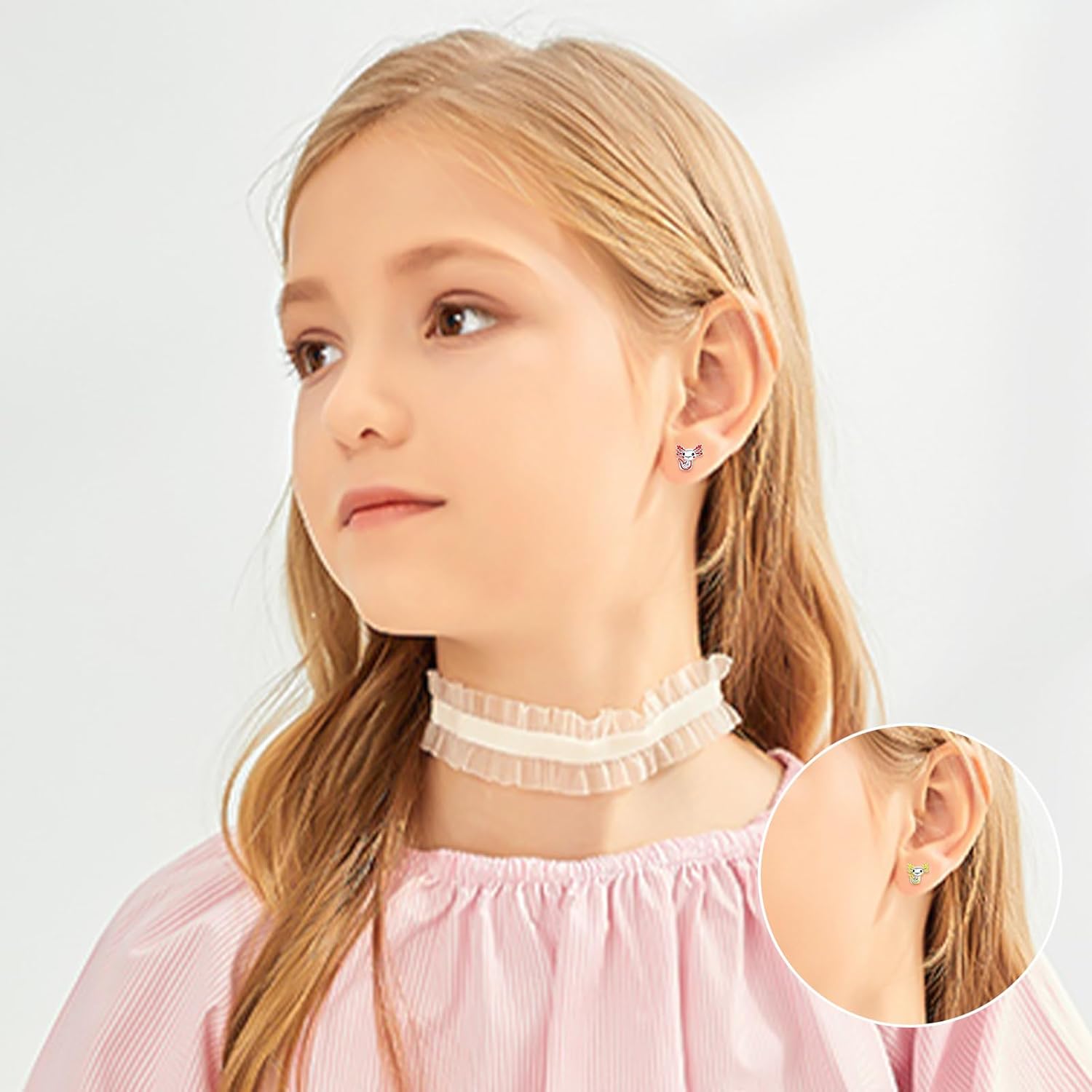 925 Sterling Silver Axolotl Earrings White Gold/Rose Gold Axolotl Jewelry for Women Girls Pink/Blue Axolotl Gifts - Image 5