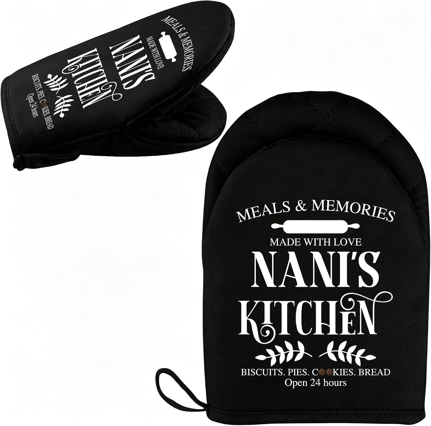 WCGXKO Nana’s Kitchen Merch Funny Nana Gift Grandparent Gift Housewarming Gift for Nana Kitchen Gloves Baking Short Oven Mitt (Love Nana G)