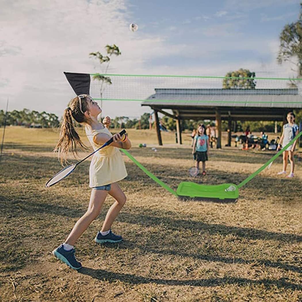 Complete Badminton Set with Portable Net, 2 Rackets, Shuttlecocks, Folding Volleyball Tennis Net for Outdoor Courtyard, Beach, Park (Red) (Red)
