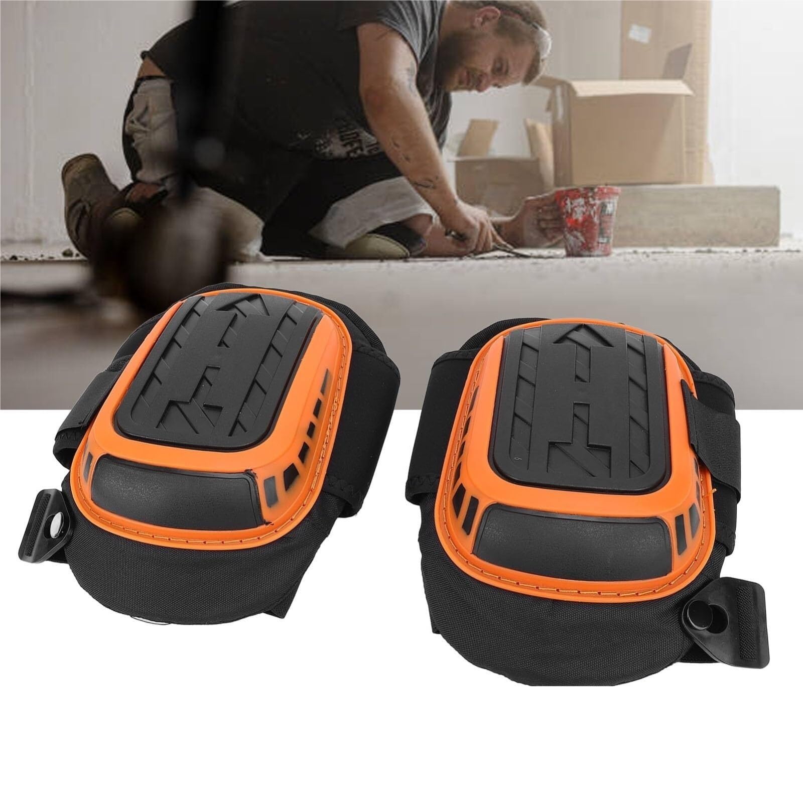 RUVOO Ginocchiere Palestra Ginocchiere da Lavoro in Schiuma Spessa con Guscio Rigido e Fascia Elastica per lavori a Pavimento e Giardinaggio Ginocchiera Sportiva