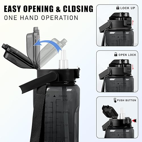 Miniatura 5 de Goth Moon - Botella de agua con diseño de mariposa, botella de agua de medio galón con marcador de tiempo, botellas de agua para gimnasio deportivo