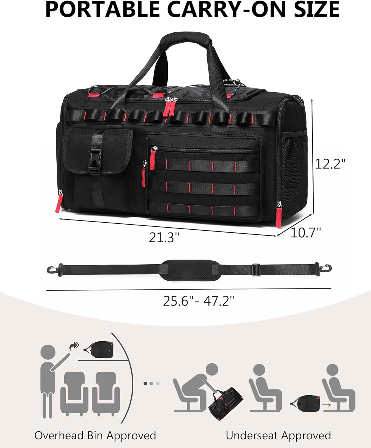 MCBD Gym Bags for Men & Women, 45L Travel Duffle Sports Backpack with Shoes & Laptop Compartment, Large Workout Carry On Bag Weekender Overnight Tote, Black 45L Black image 2 of 7 B0FH544V7C