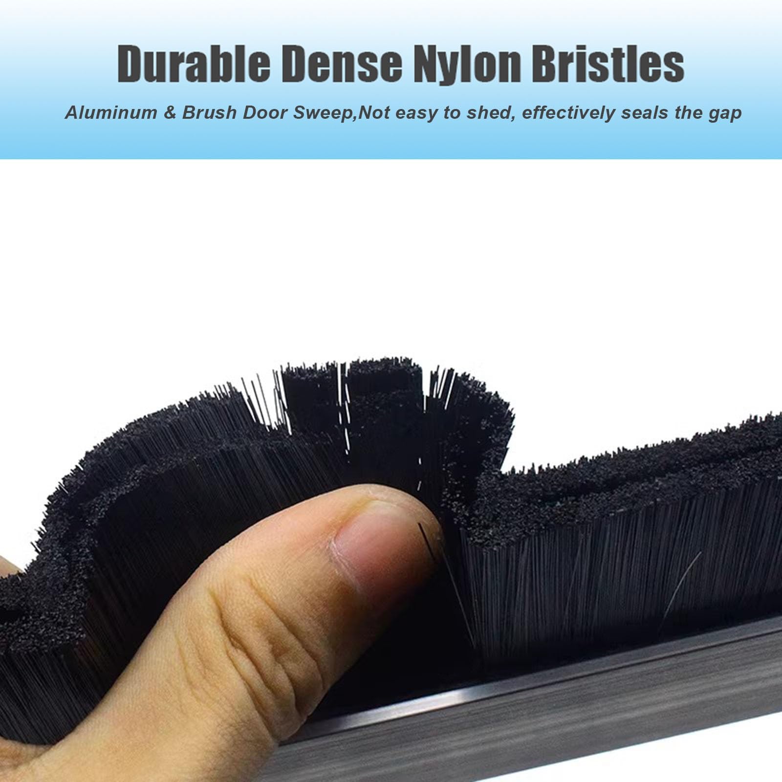 Guarnizione per porta a doppia H in alluminio e spazzola, 2 pezzi, adatta a tutte le stagioni, con setole in nylon ad alta densità, per uso commerciale(Bristles 0.59in/1.5cm)