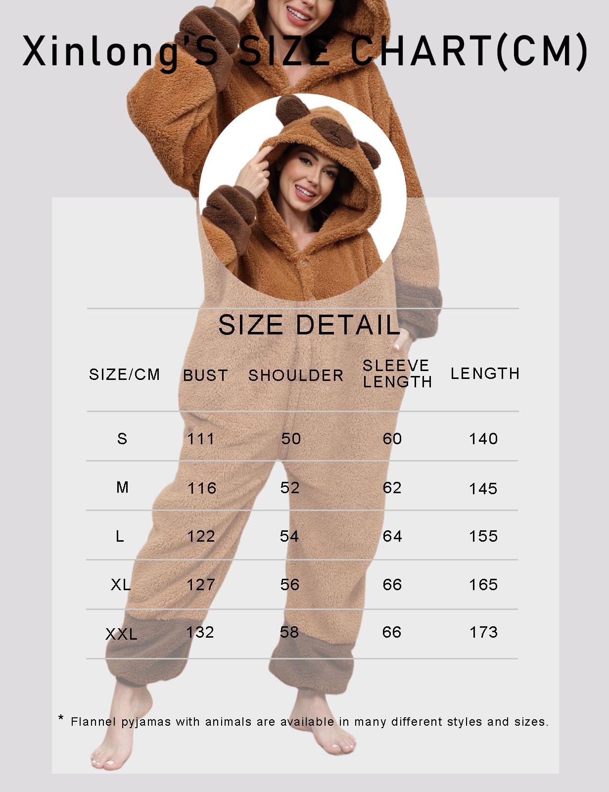 Xinlong Pijama Onesie Cosplay Animal Oversized Traje de Panda con Capucha Botones Ropa de Dormir Invierno Hombre Mujer Adulto para Party Carnaval Halloween Navidad