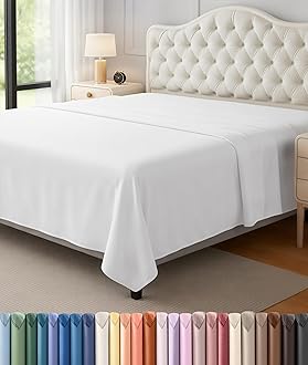 Flat Sheet - Soft Brushed Microfiber Fabric - Shrinkage & Fade Resistant Top Sheet - Easy Care - 1 Flat Sheet Only (King, White)