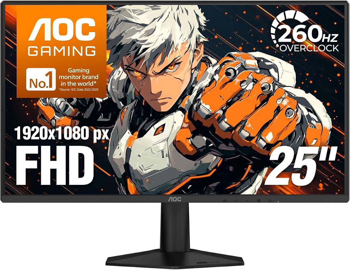 25" Gaming Monitor FHD 260Hz Overclocked IPS NVIDIA G-SYNC, 25G51Z | 1920x1080 Computer Monitor, 0.5ms, LED, HDR 10, NVIDIA G-SYNC Compatiable, Audio Earphone out, VESA Mount, 3-Year Warranty