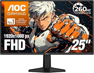 AOC 25G51Z 25인치 게이밍 모니터 FHD 1920x1080, 240Hz 재생률, 0.5ms MPRT, IPS 패널, HDR, 3면 프레임리스, HDMI 2.0 x1, 디스플레이 포트 x1, 3년 제로 브라이트 도트