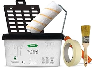 PECTRO Unique Hand Paint 4L (6.3 kg) Set with Roller, Brush, Grid and Paper Tape - Washable Indoor Paint for Walls and Ceilings - Single Coat for Rooms and Living Rooms
