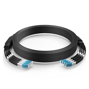 LC/UPC to LC/UPC Single Mode Fiber Patch Cable 9/125um, 12 Core 164ft/50m LC to LC Outdoor Armored Fiber Optic Internet Cable LSZH12C