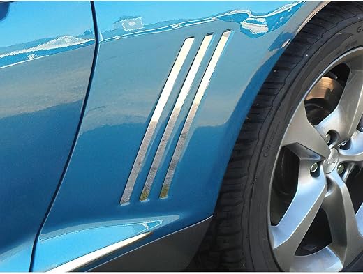 QAA fits 2010-2015 Chevrolet Camaro 6 Piece Stainless Side Vent Trim, Shark Fin Style SV50100