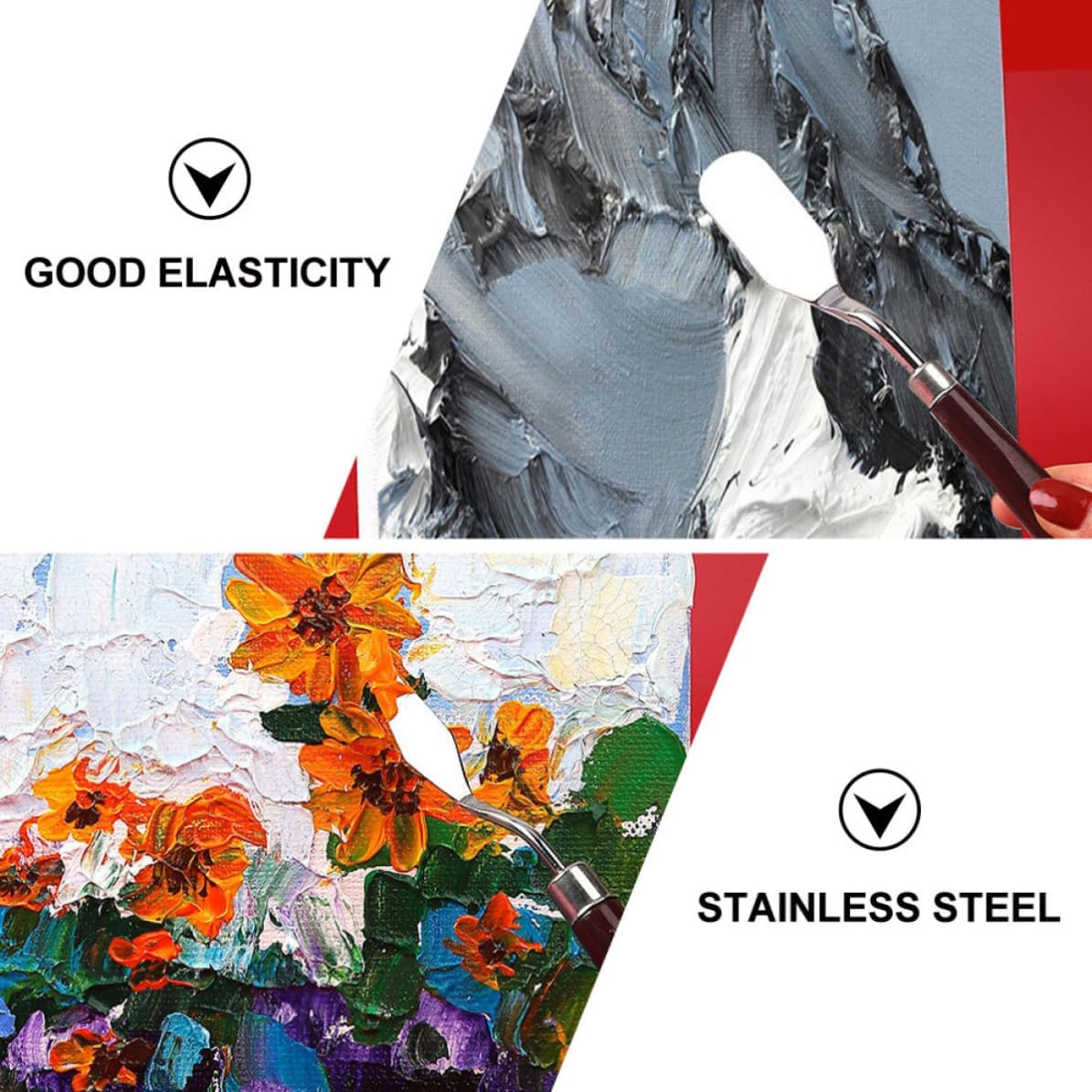 5 Pcs Oil Painting Spatulas Paint Scraper Color Mixing Tool with Rust and Corrosion Resistant Stainless Steel and Plastic Blades for Art and Craft