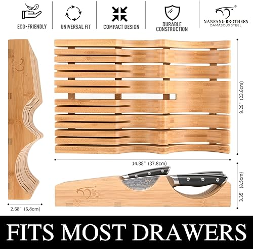Miniatura 2 de NANFANG BROTHERS Juego de 14 cuchillos de Damasco con cuchillas de núcleo VG10, 67 capas de acero de Damasco, juego de cuchillos de cocina con