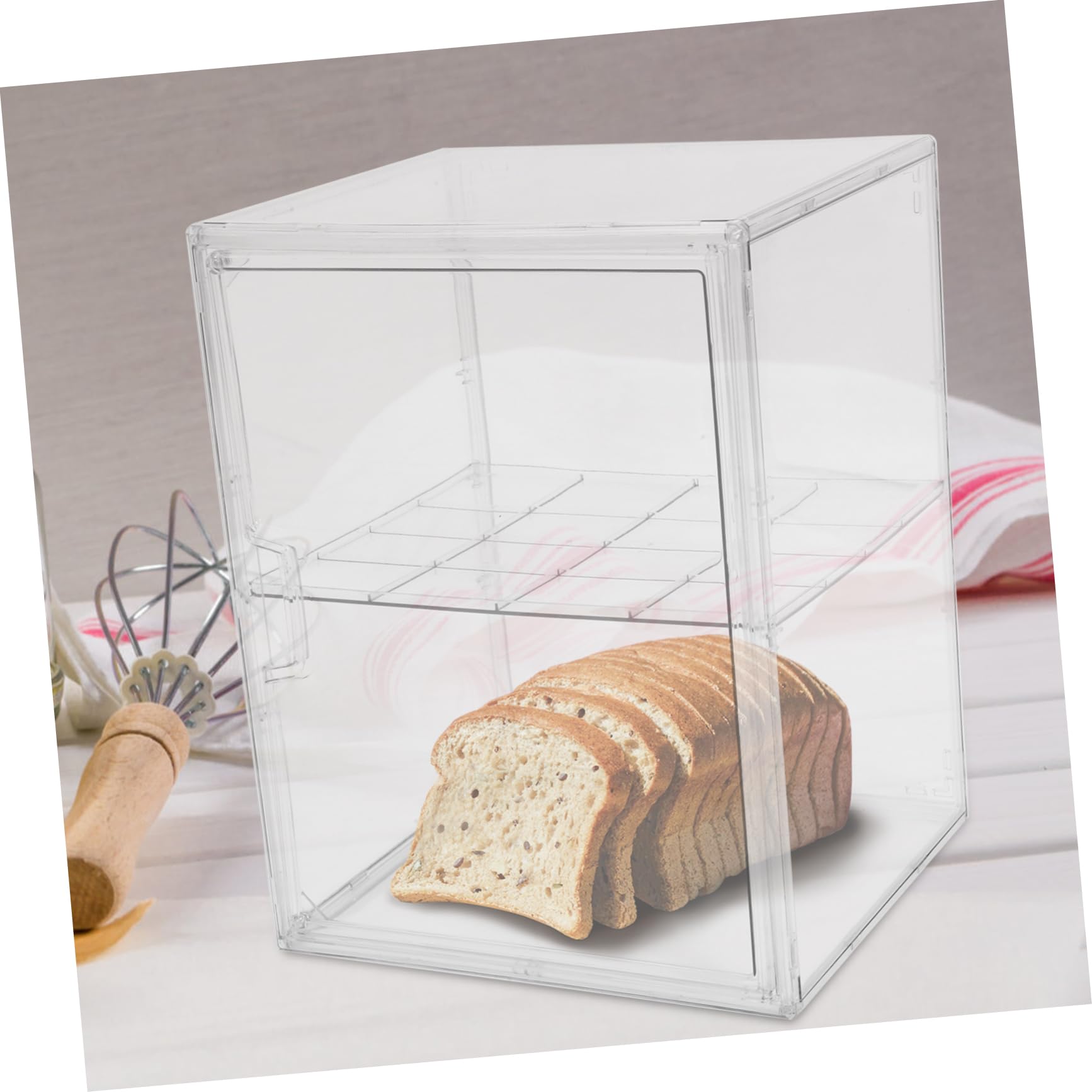 Cabilock Contenedor de Pan Transparente de Doble Capa para Encimera Caja de Almacenamiento de Pan Organizador de Alimentos y Snacks para Cocina y Panaderías