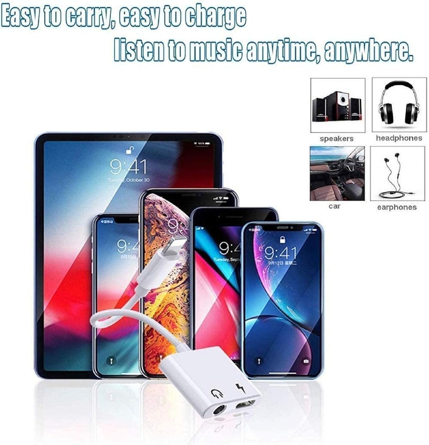 [Apple MFi Certified] for iPhone 3.5mm Headphone Adapter & Splitter, 2 in 1 Lightning to 3.5mm AUX Audio Headphone + Charger for iPhone 11/XS/XR/X/8 7 6/iPad, iPod, Support Call + Sync + Music Control