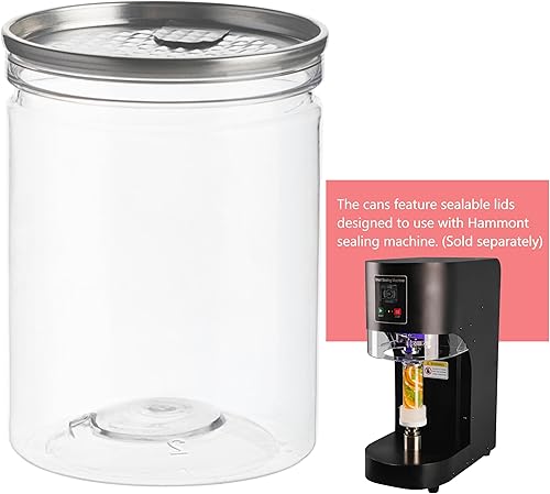 Miniatura 10 de Hammont Botellas de jugo  Paquete de 200 botellas de plástico con tapas, vasos Boba sellables con tapas, tazas de batido y café helado, compatibles