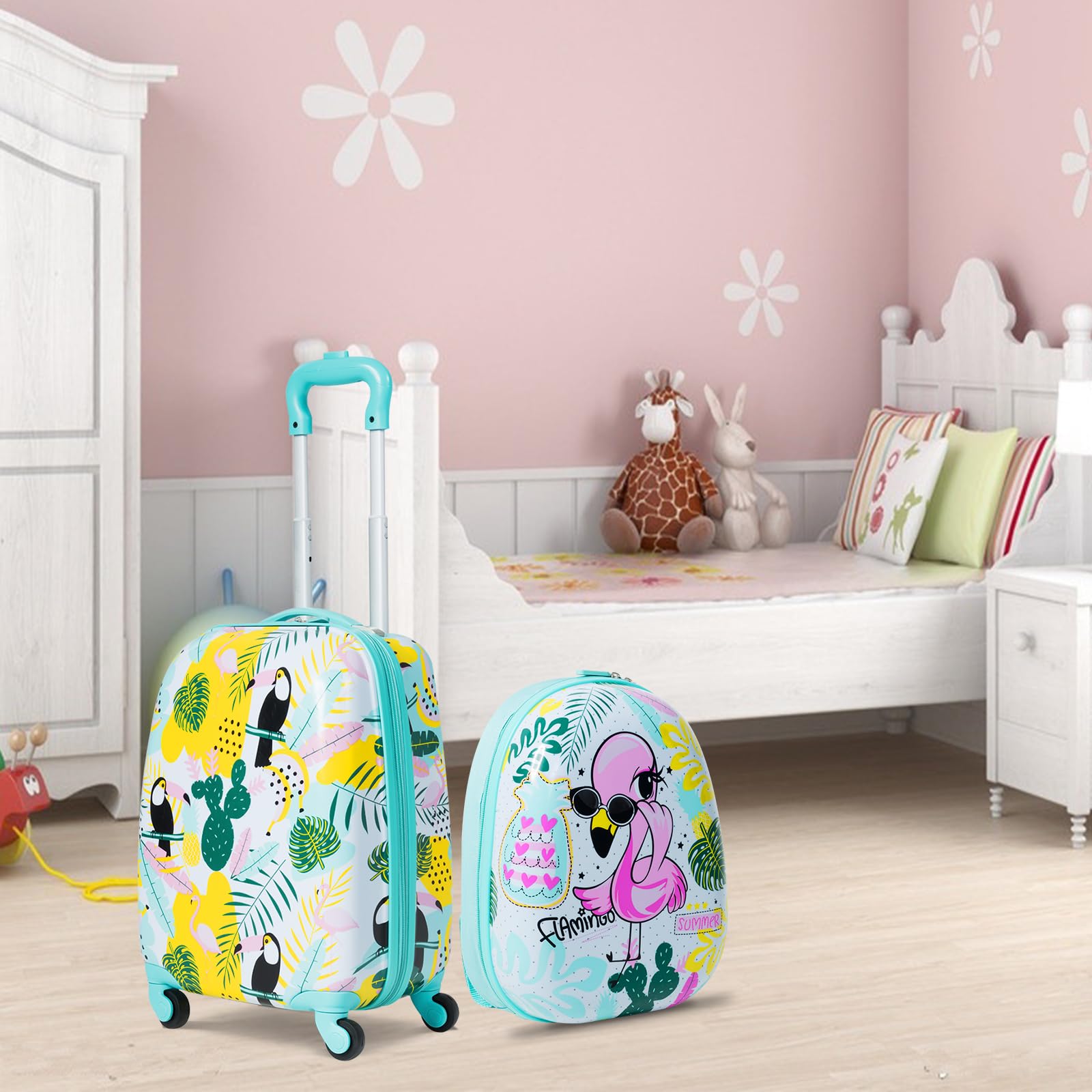 SOARS Valise Enfant, 16" Valise Cabine Enfant + 12" Sac à Dos, Transportable dans l’Avion, Poignée et Sangles Réglables, Matériau Sûr et Durable, Léger de 2,5 KG, Valise Enfant Fille 3-10 Ans