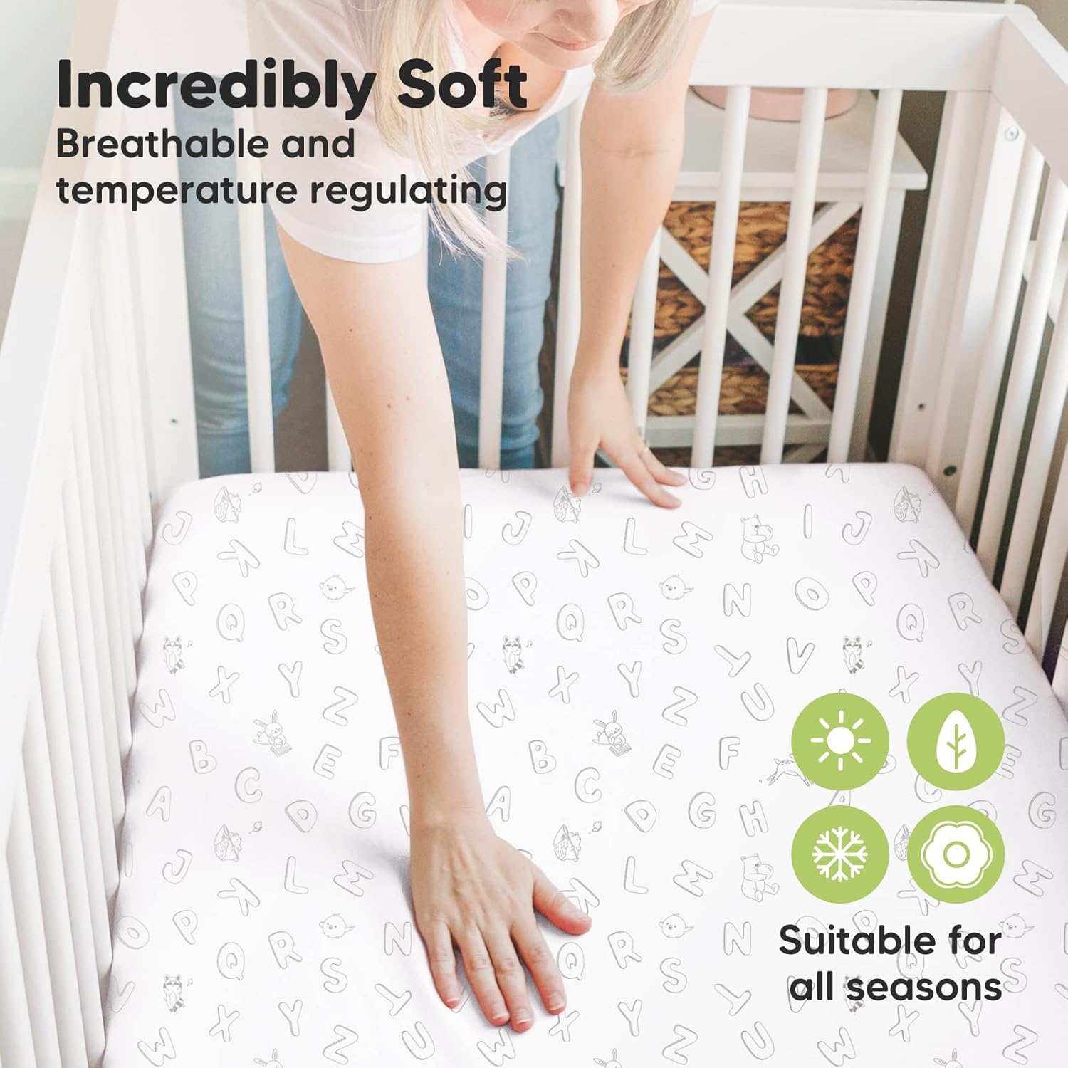 KeaBabies 2-Pack Crib Sheets for Boys, Girls and 2-Pack Mini Crib Sheets - Soft & Breathable Bedding Set for Boys and Girls, Fitted Bed Cover for Pack and Play Mattress