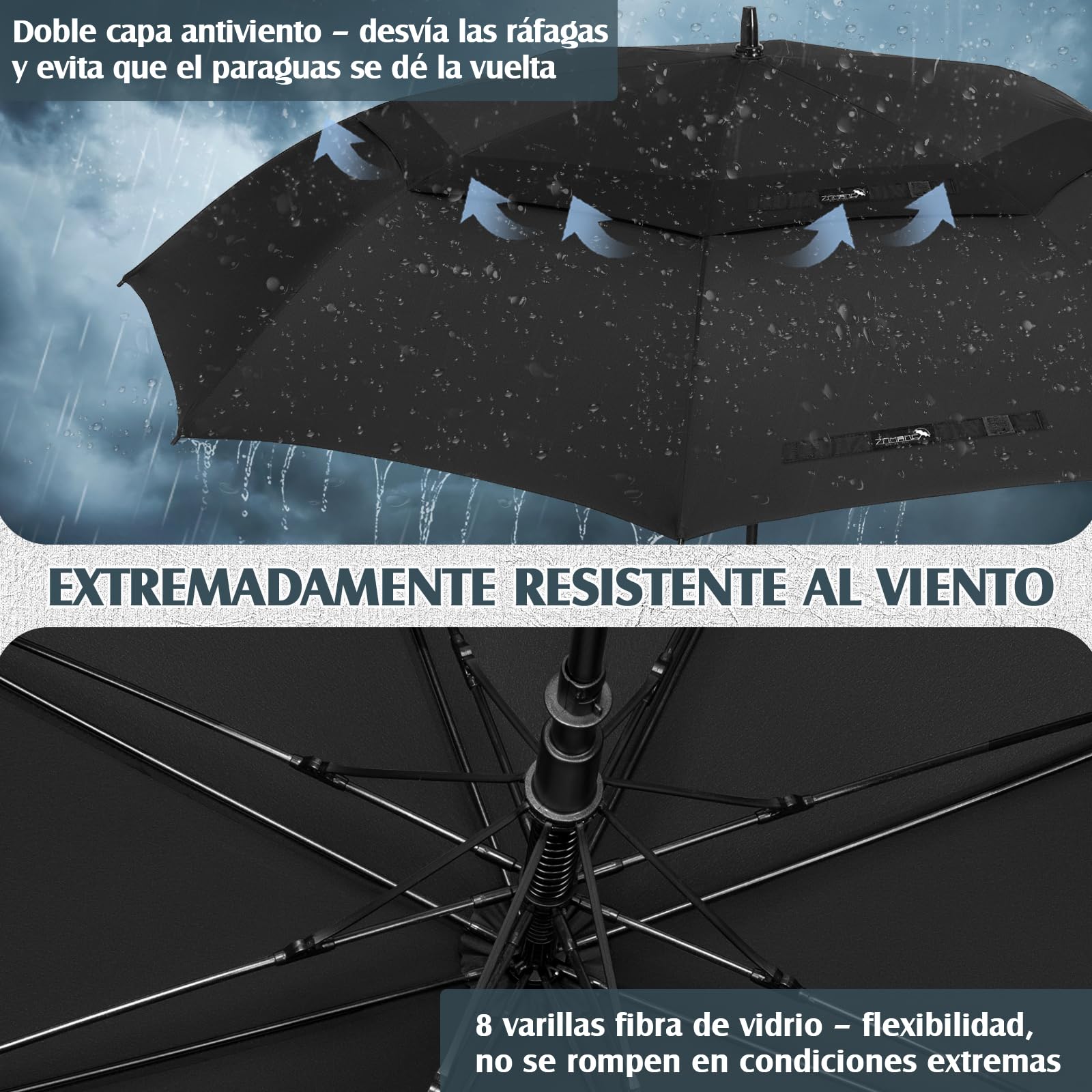 ZOMAKE Paraguas de Golf Grande Resistente al Viento,Resistente al Viento,50/54/62/68/72 Pulgadas,Paraguas de Golf Grande,Doble Toldo Ventilado para Hombres,Paraguas Extragrande de Gran Tamaño