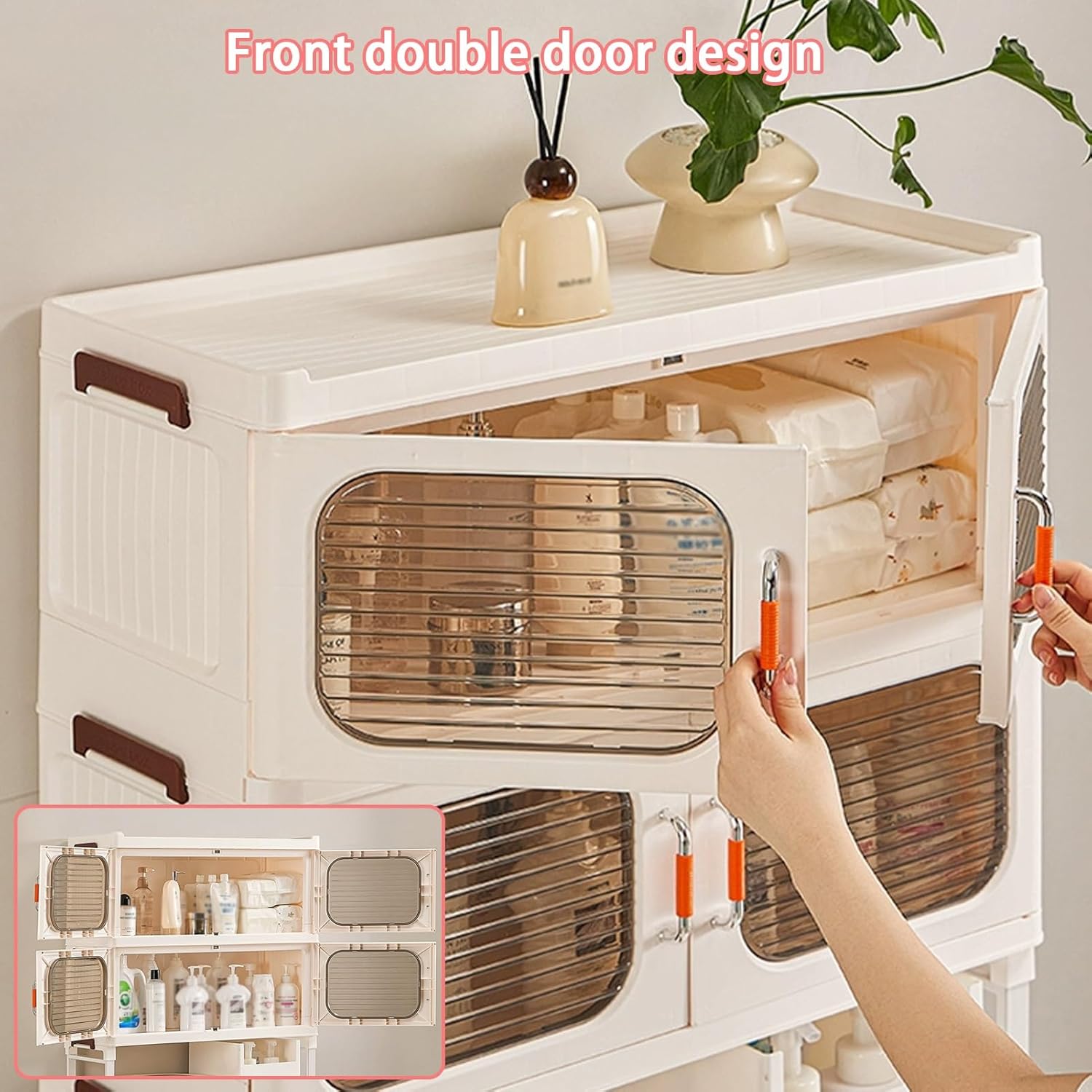 Over The Toilet Storage Cabinet, Freestanding Toilet Storage Rack, Bathroom Storage Over The Toilet, Double Door Design, Suitable for Toilet and Laundry Room(132cm/51.9in)