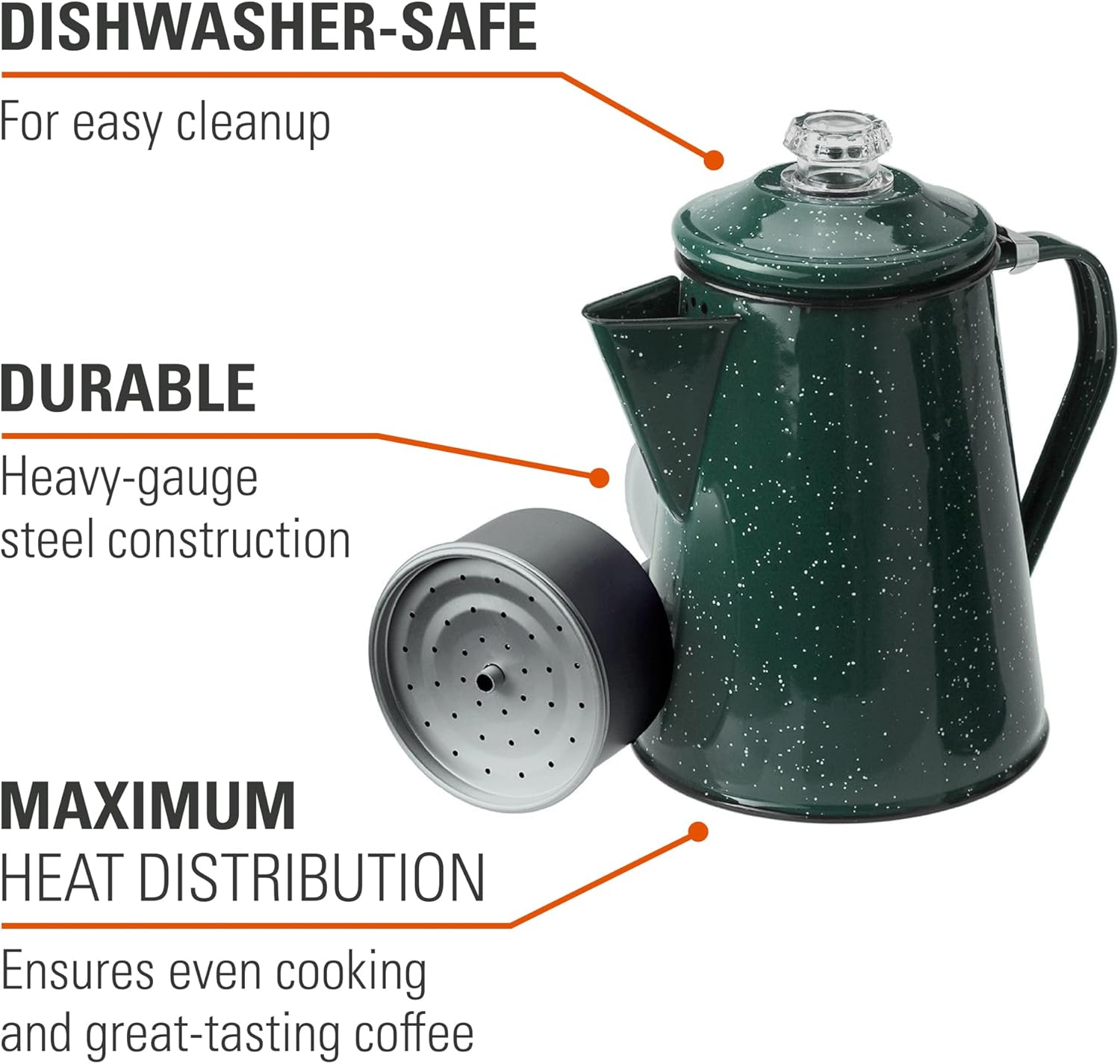 GSI Outdoors Percolator Coffee Pot | Enamelware Campfire Coffee Boiler Kettle for Outdoor Camping Cookware, Cabin, RV, Kitchen, Hunting & Backpacking