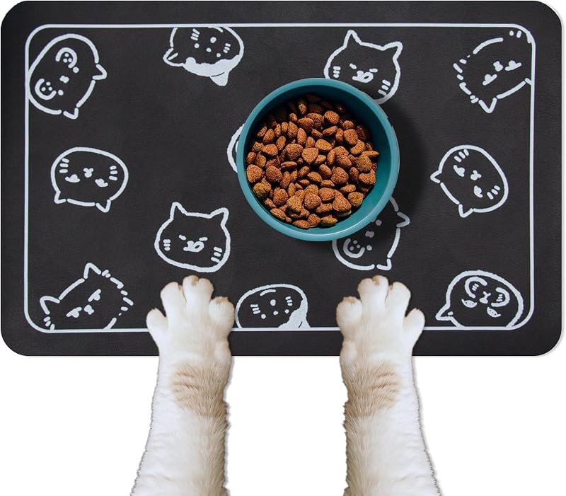 Tapete para Comedouro de Gatos e Cães Antiderrapante Superabsorvente YCT Preto 46,0 x 30,0 cm