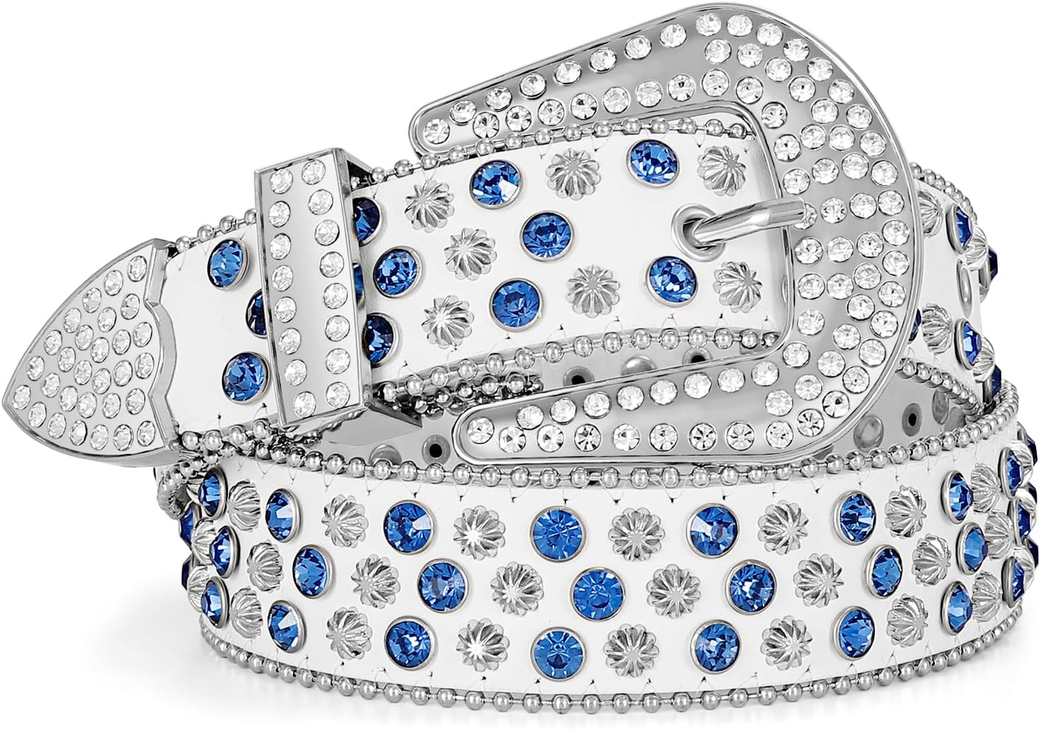 SUOSDEY Rhinestone Belt for Men Women Western Cowboy Cowgirl Bling Studded Leather Belt for Jeans Pants