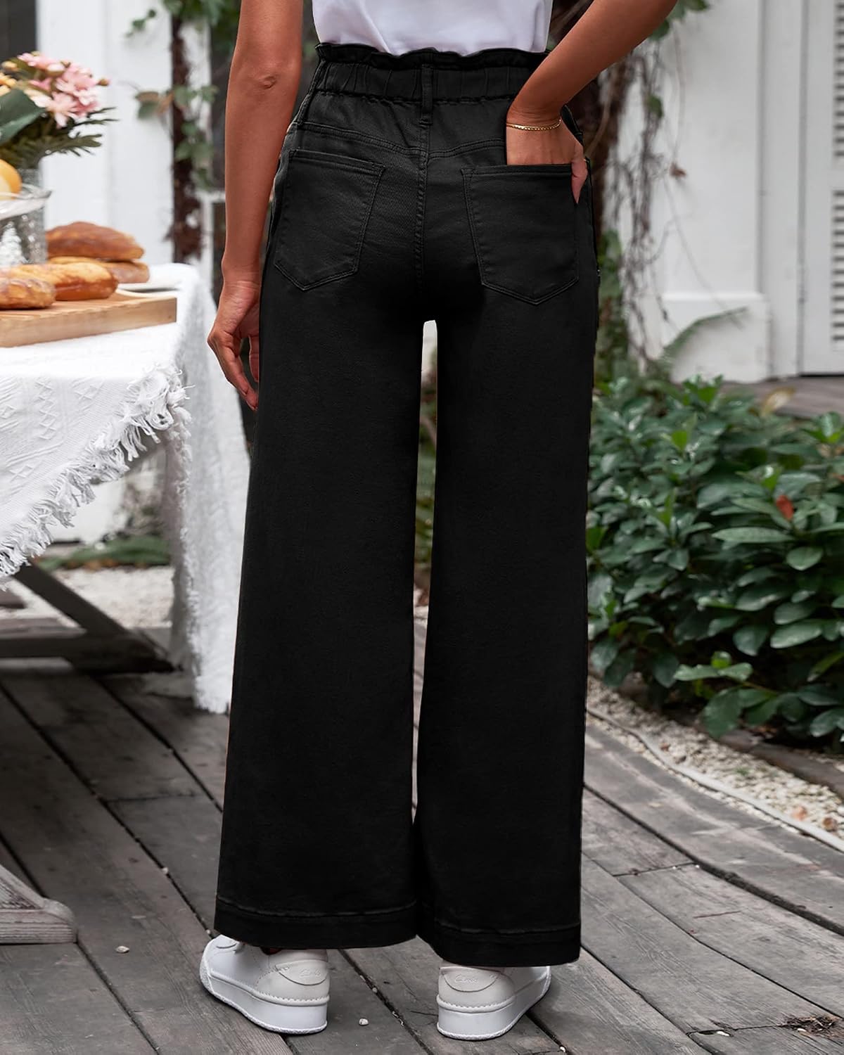 GRAPENT Wide Leg Jeans for Women Stretch High Wasited Elastic Waist Bell Bottom Baggy Y2K Pants image 2