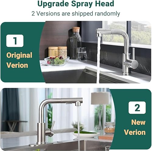 Miniatura 6 de APPASO Grifo de fregadero de barra de 8 pulgadas, grifo de cocina de níquel cepillado con rociador extraíble de acero inoxidable, moderno grifo de