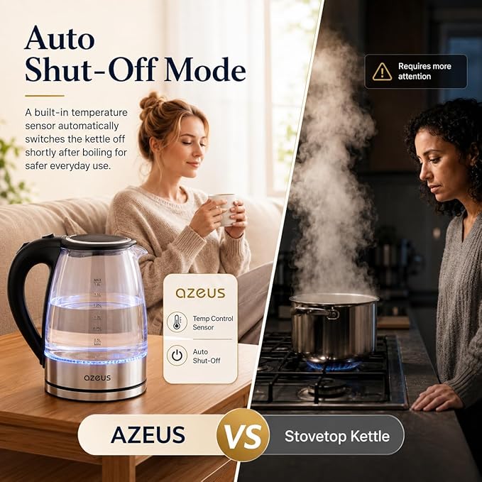 Azeus Tetera Eléctrica 1.8L CX-817 Acero Inoxidable Blanco miniatura 5