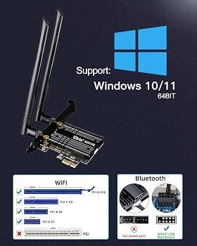 Carte WiFi 5400Mbps PCIe WiFi 6E WAVLINK - AX210 Tri-Bande Bluetooth 5.3, MU-MIMO, WPA3, Dissipateur Thermique Pour PC Windows