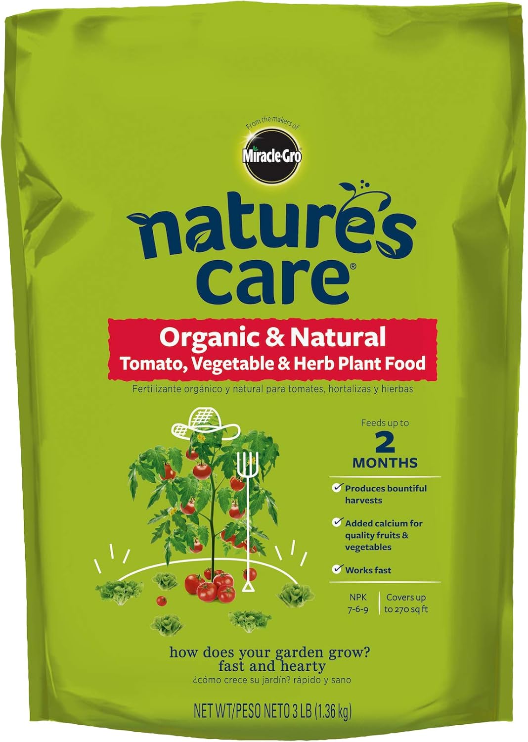 Miracle-Gro Nature's Care Organic & Natural Tomato, Vegetable & Herb Plant Food, 3 lbs.