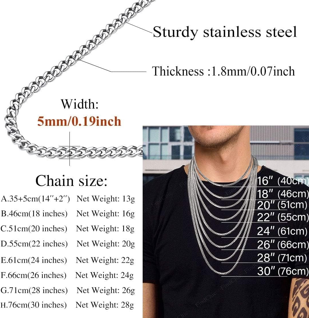 FindChic メンズ カーブチェーンネックレス 18Kゴールドメッキ/ステンレススチール/ブラック チャンキーダブルタイト キュ