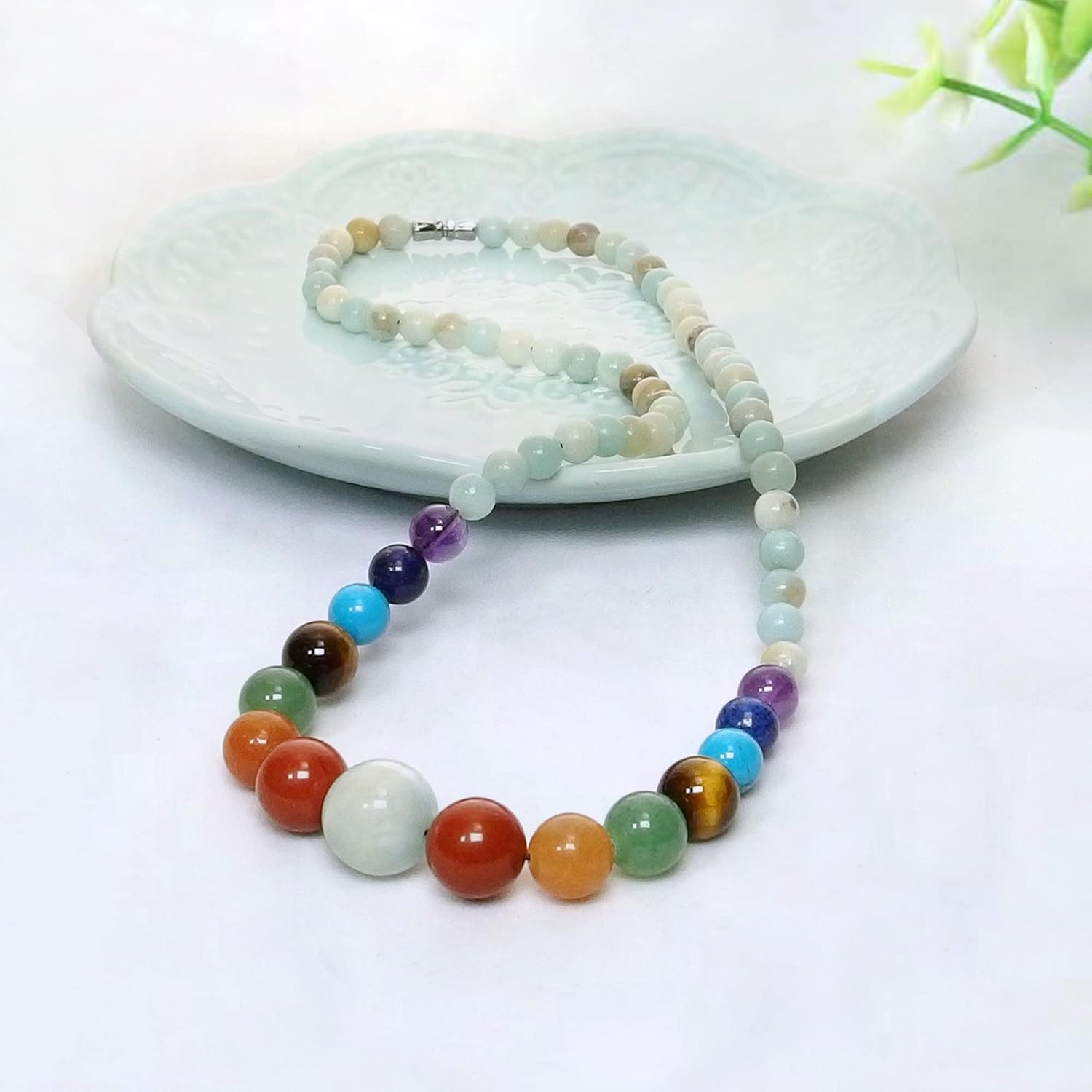 7 Chakra Necklace for Women Strong Healing Crystal Genuine Stone Beaded Gemstone Necklace 20 inches Jewelry Gifts for Women Mom - Image 8