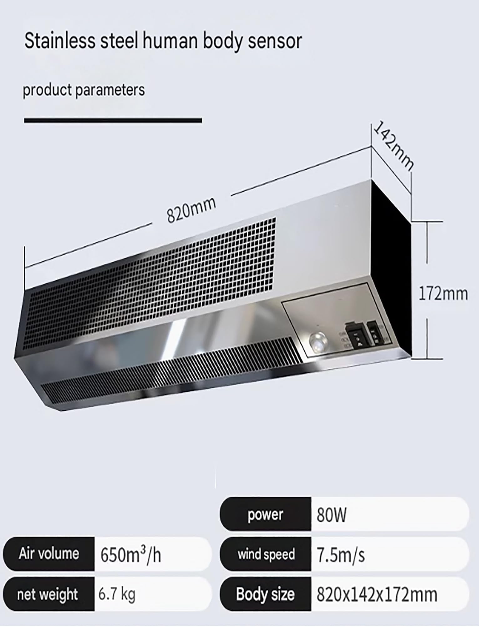 Cortina de aire con sensor humano para mejorar el flujo de aire y eficiencia energética en ascensores