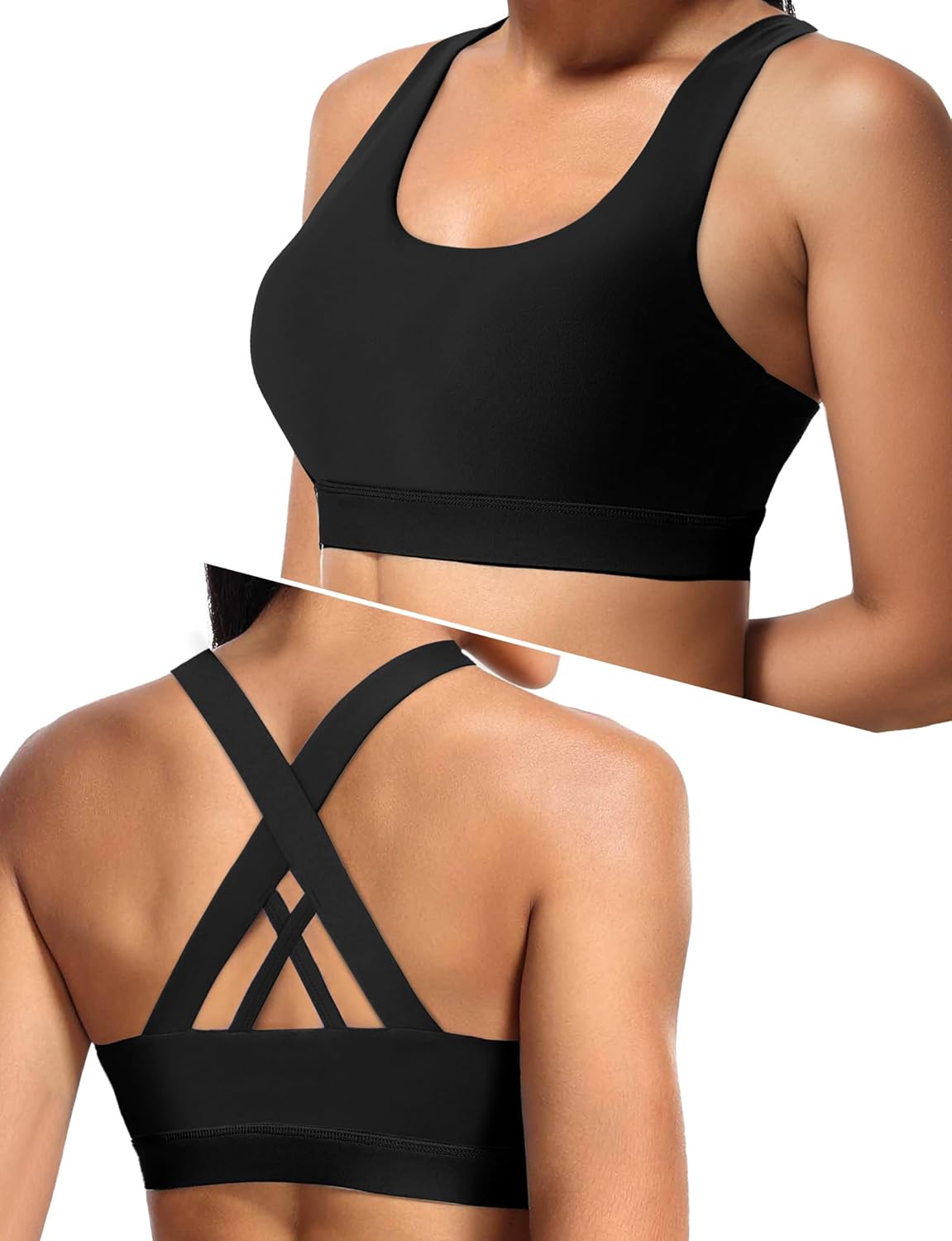Sports Bras for Women Criss Cross Back Medium Support Bras for Large Bust Strappy Yoga Workout Bra with