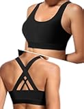 Sports Bras for Women, Criss Cross Back Medium Support Bras for Large Bust, Strappy Yoga Workout Bra with Pads