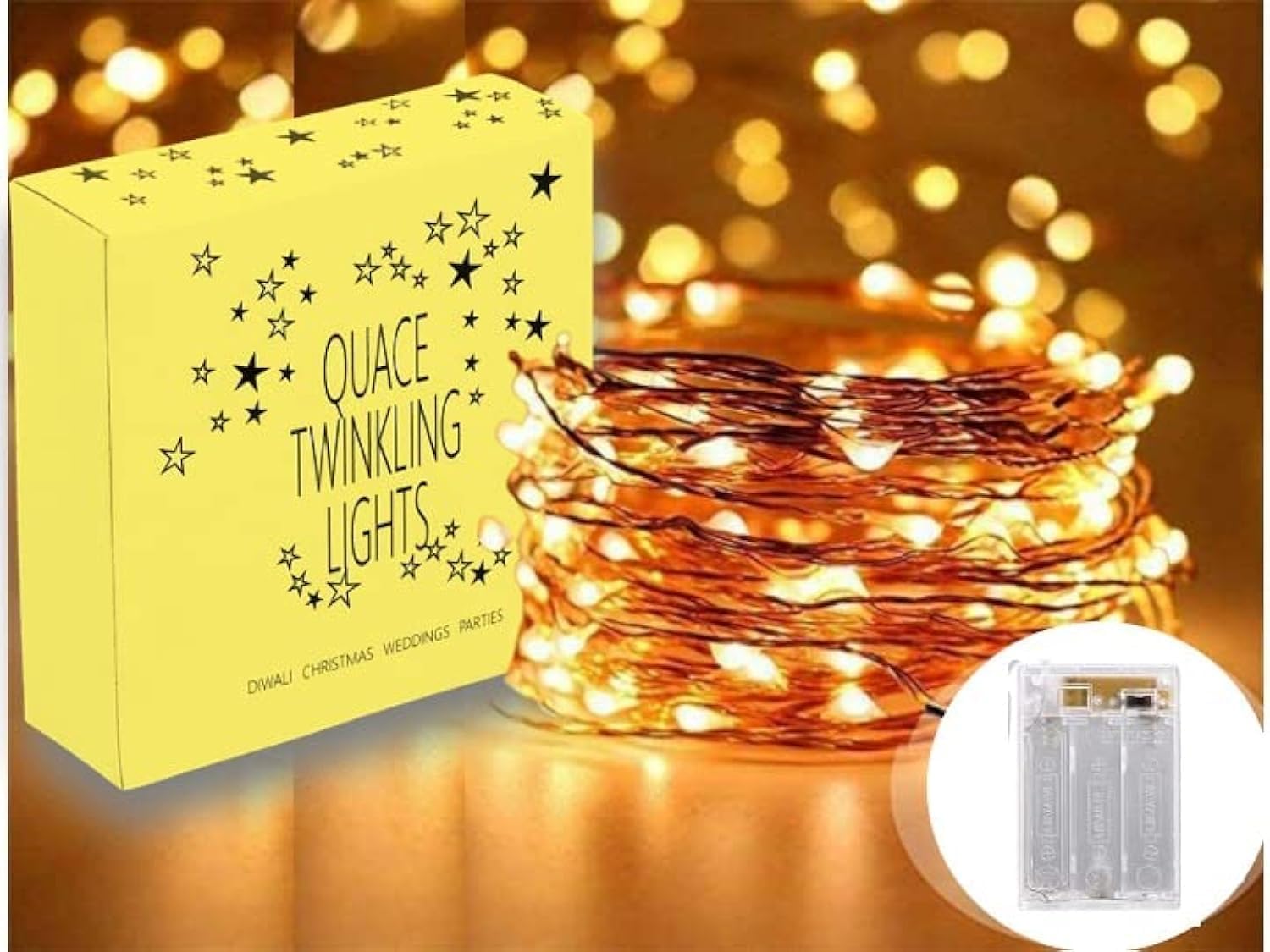 Copper String Led Light 10M 100 LED Battery Powered Wire Decorative Fairy Lights - Warm White