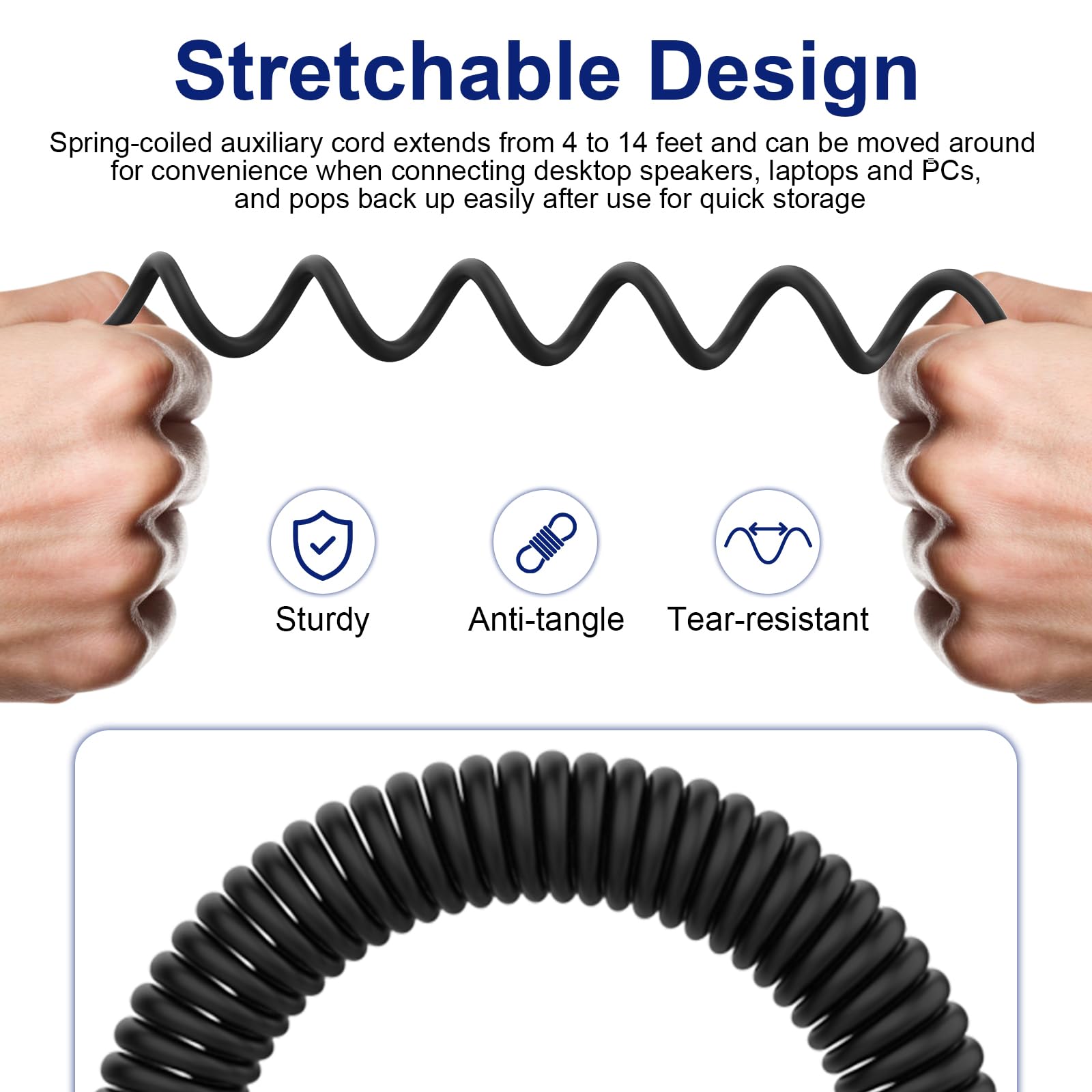 Cavo a spirale QC45 compatibile con cuffie Bose QuietComfort, QuietComfort Ultra, QC45, QC35, QC35 II, QC25, NC700, OE2, Soundlink, SoundTrue, cavo AUX da 2,5 mm a 3,5 mm con adattatore da 6,35 mm