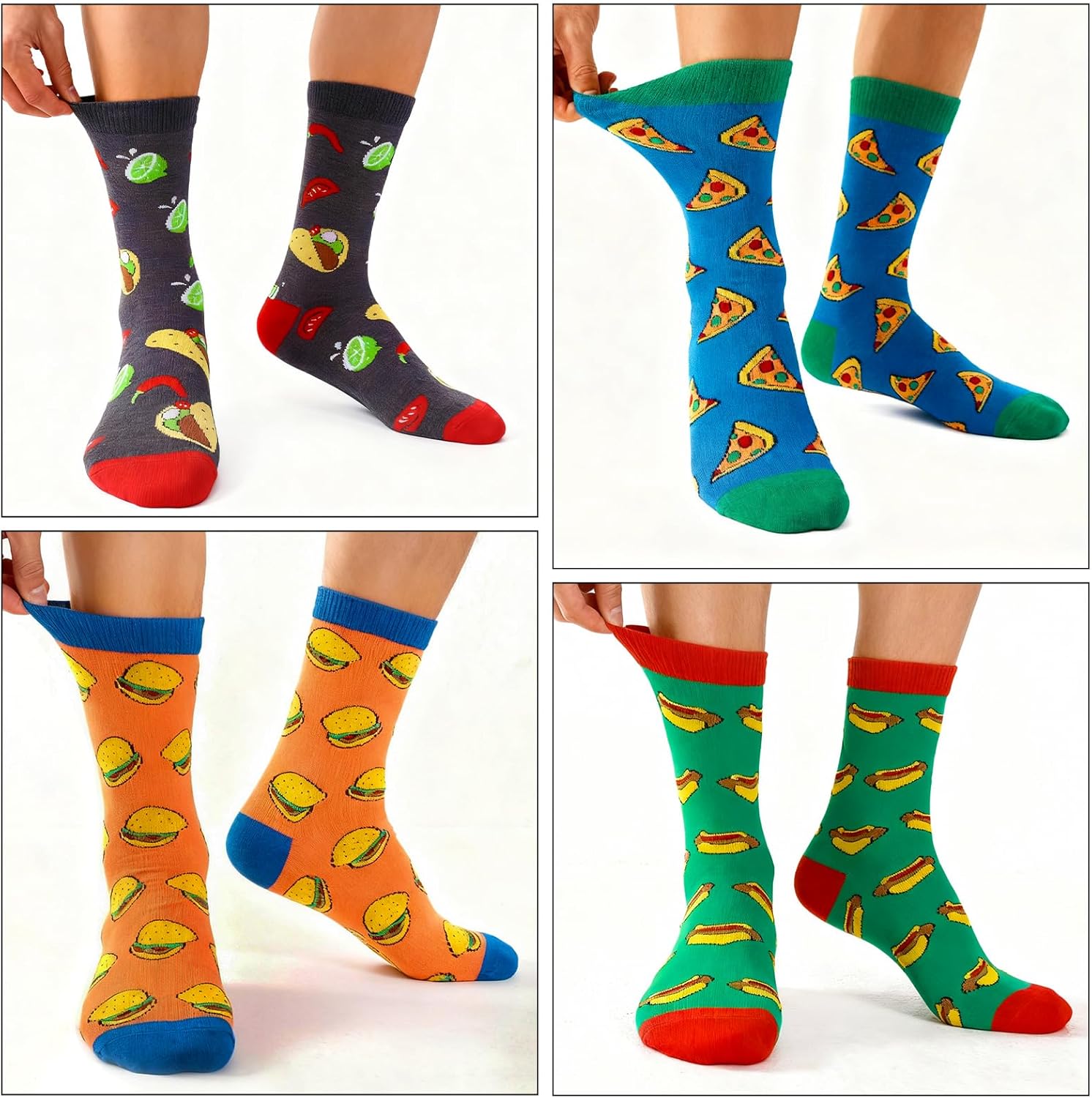 4 Pairs Mens Funny Dress Socks,Novelty Food Pattern Crazy Fun Design Sock,the preferred gift for family and friends. - Image 6