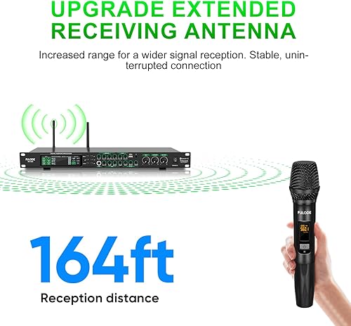 Vista 7 de AX-666 Procesador de karaoke profesional KTV Mezclador con micrófonos inalámbricos duales, Efector digital de pre-etapa Sistema de procesador