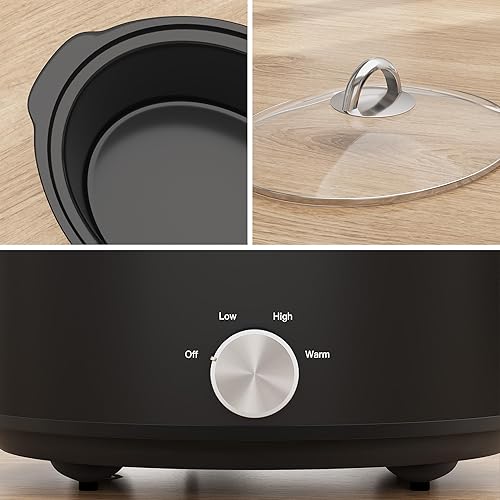 Miniatura 7 de Sunvivi Pequeño calentador de alimentos de 4 cuartos de galón, mini calentador de alimentos con 3 ajustes de calefacción, olla de cerámica