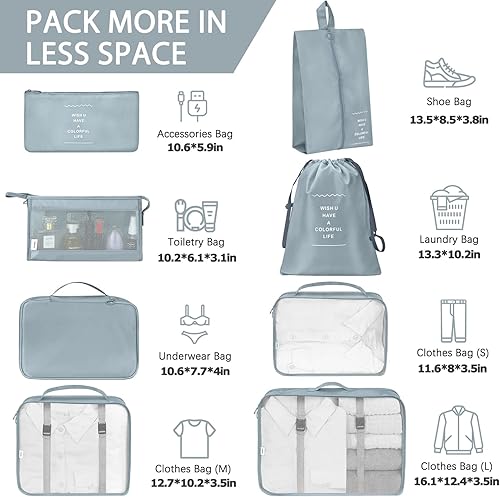 Miniatura 2 de KPX Cubos de embalaje para viajes, organizadores de equipaje de viaje, accesorios de viaje, bolsa grande para artículos de tocador para ropa,