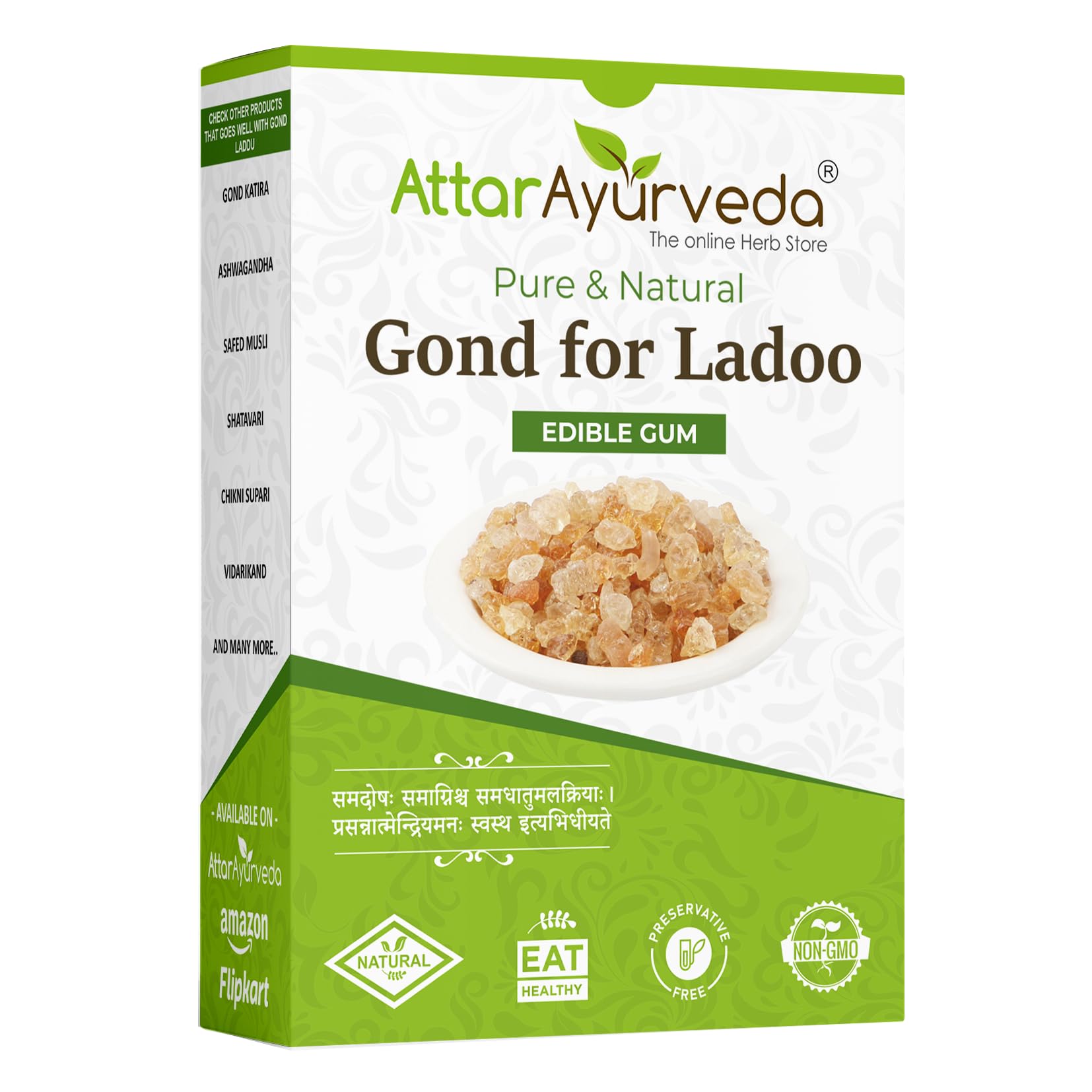 Attar Ayurveda Edible Gond for Laddu 250 grams | Babul Gond for Ladoo | Edible gum | 100% Natural, No Preservatives (250 grams)