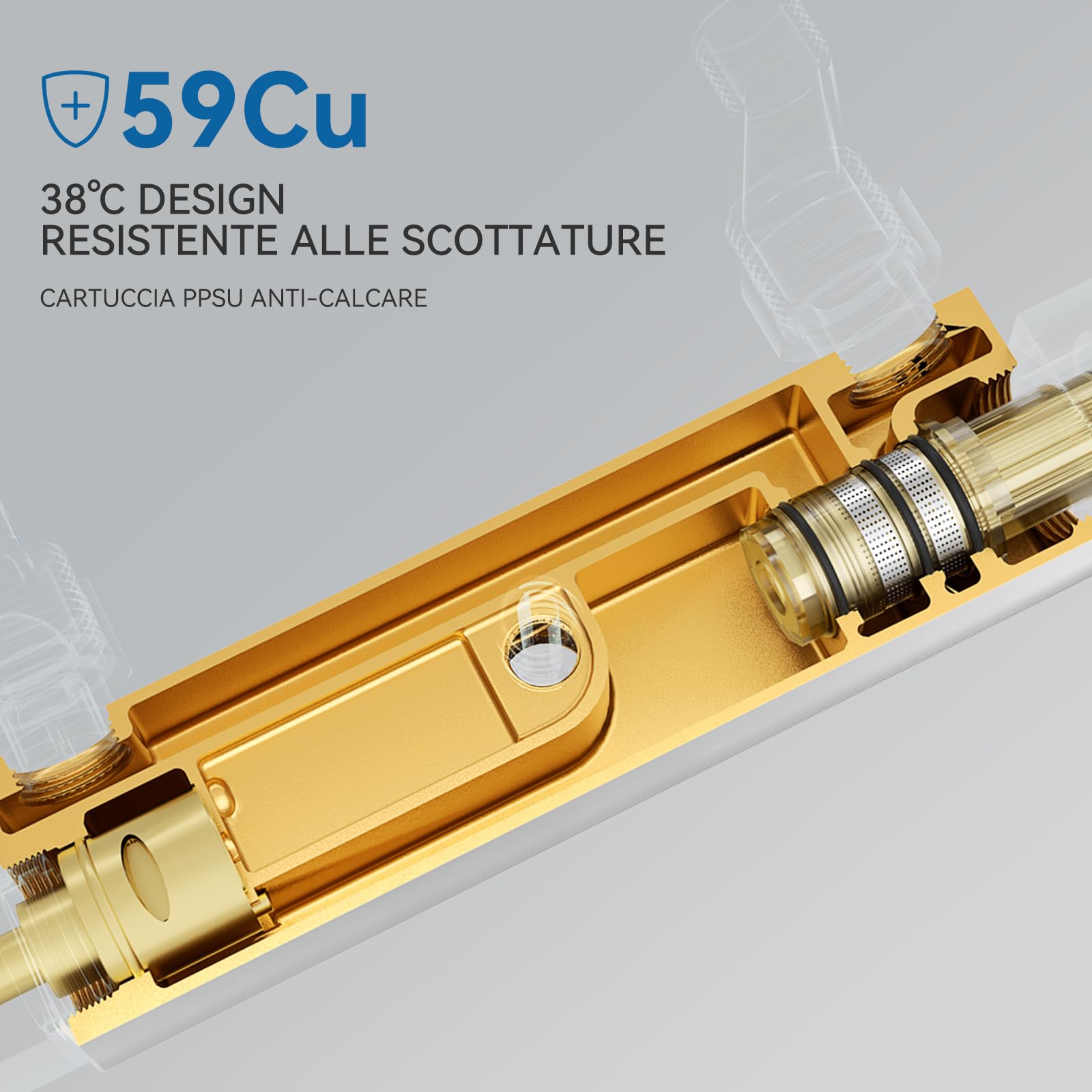 Auralum Colonna Doccia con Miscelatore Termostatico, Miscelatore Doccia Esterno Ottone, Colonna Doccia con 30x30cm Soffione Doccia e Doccetta, Asta Saliscendi Doccia Altezza Regolabile 80-124cm, Cromo