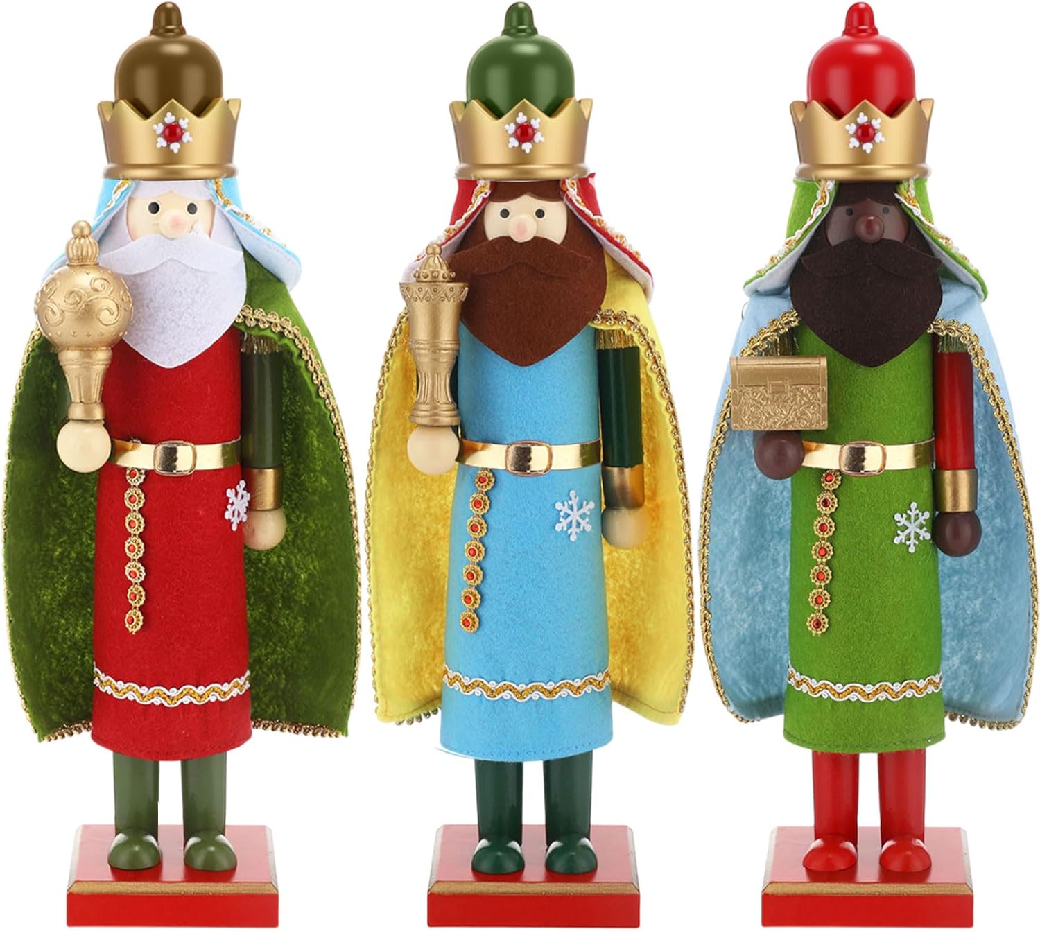 Blosssound 3 Pcs 15" Nativity Christmas Nutcracker Decor Three Wise Men