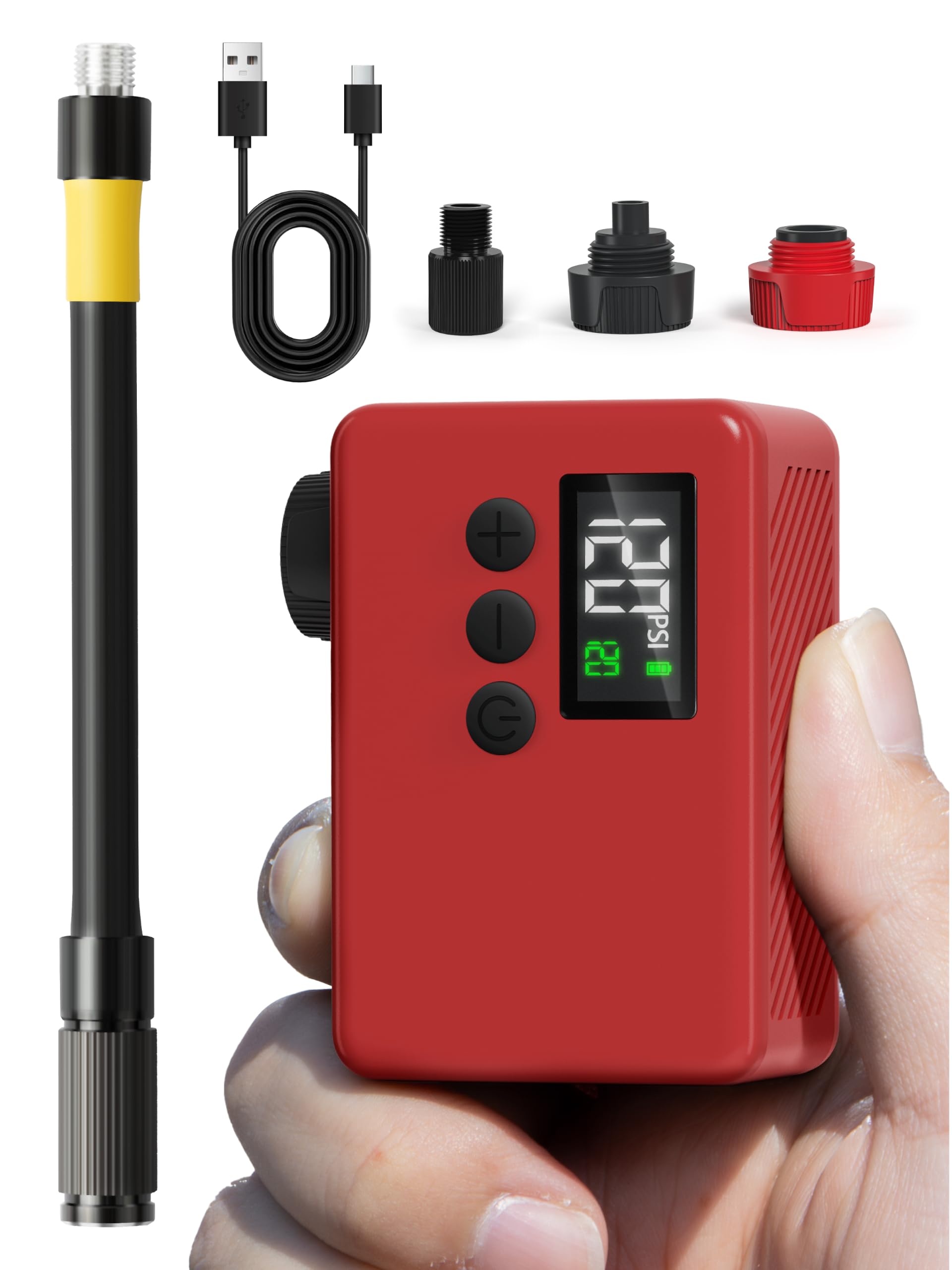 GPUTEK Mini Pompa Elettrica Bici, 120 Psi Compressore Aria Portatile | Pompa per Bicicletta Con Manometro Digitale Per Valvole Presta E Schrader Di Bici Da Strada, Mountain Bike, E-Bike