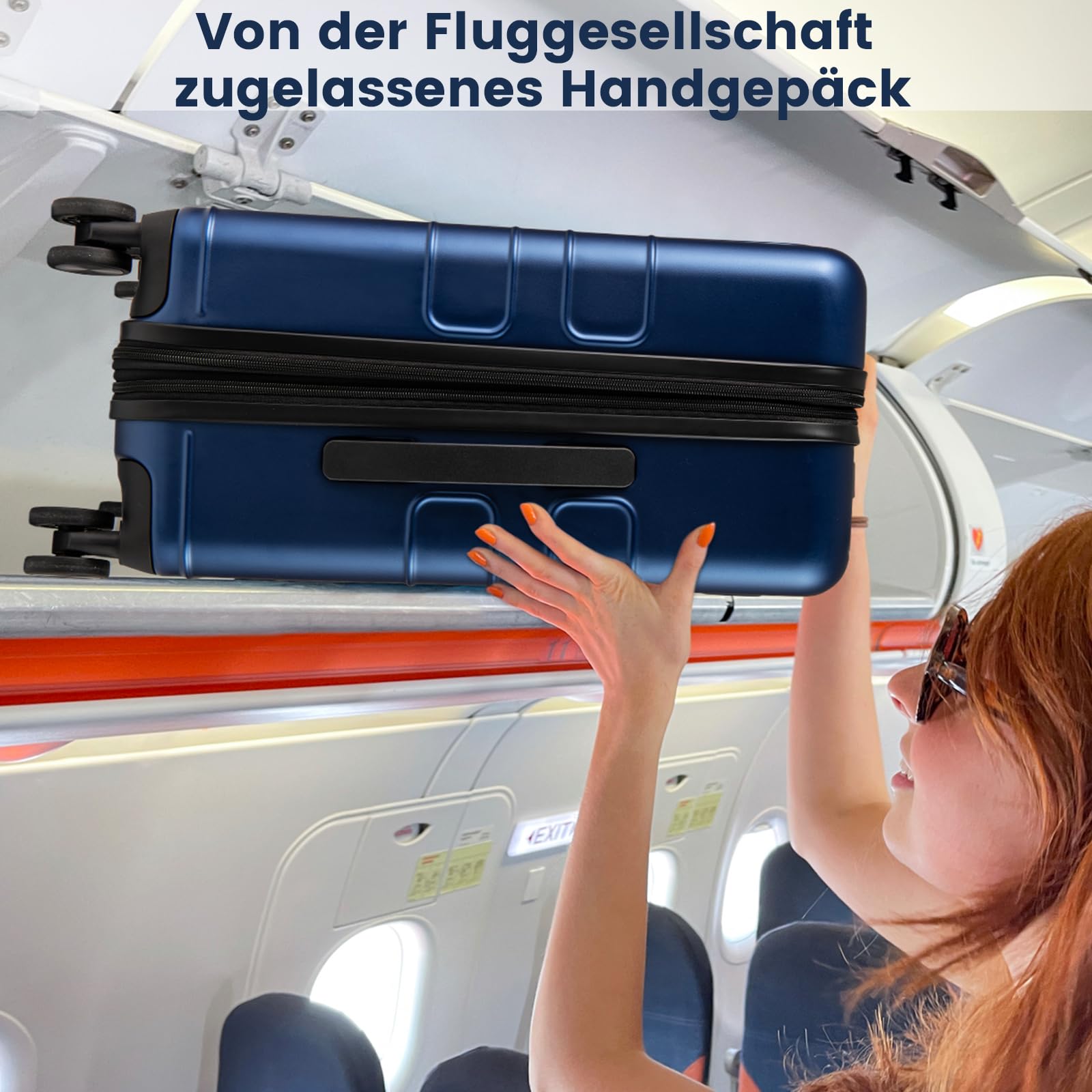 COSTWAY Bagaż podręczny ze składanym blatem, 38 l, z kieszenią przednią, kieszenią na laptopa, przyłączem USB i kółkami obrotowymi, twarda walizka na komputer z zamkiem TSA